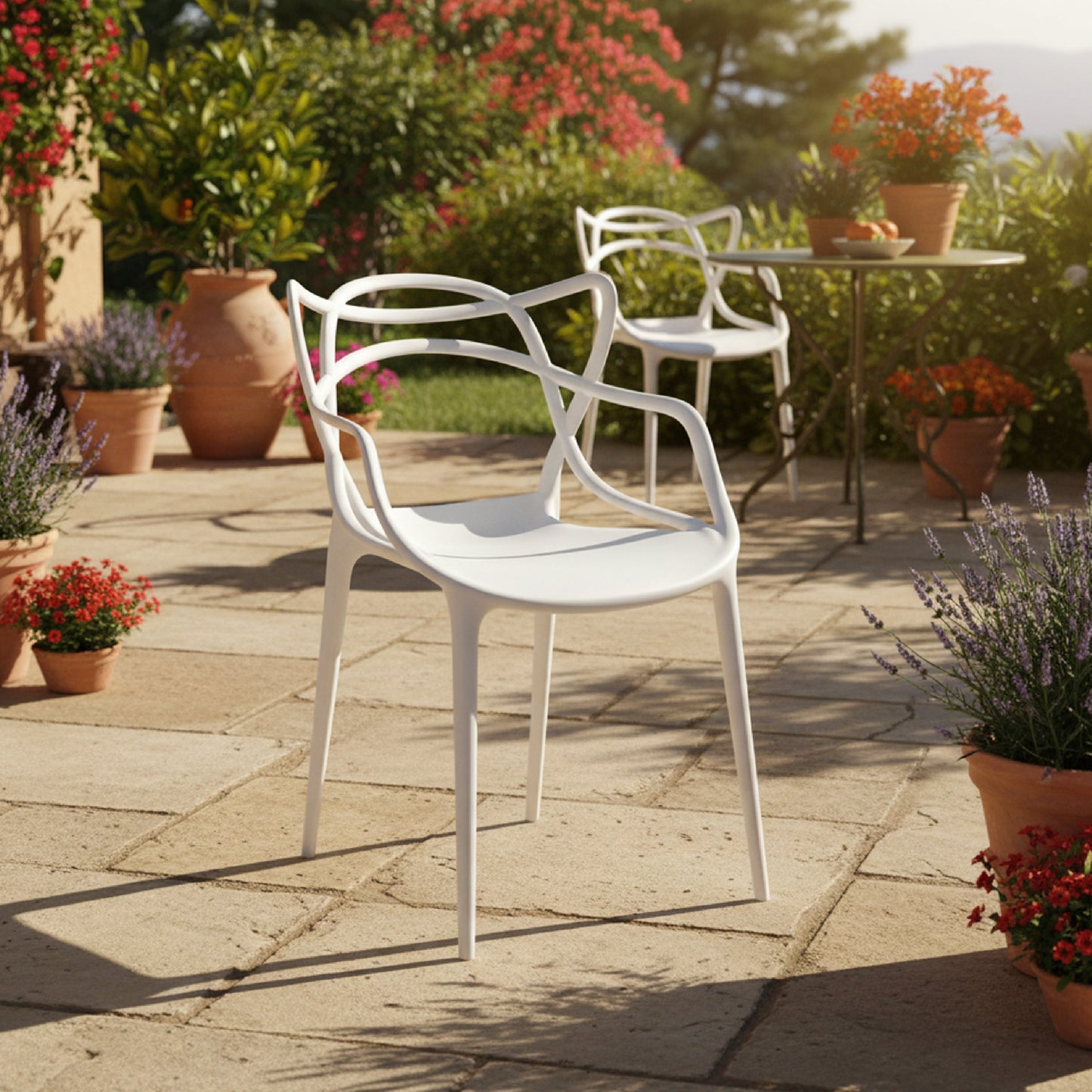 Baroni Home Set 4 Sedie in Plastica Bianca – Sedie Impilabili, Pronte all’Uso Senza Montaggio, Facili da Pulire, con Piedini Antiscivolo per Maggiore Stabilità – Ideali per Cucina, Soggiorno, Sala da Pranzo, Giardino, Terrazzo o Balcone – Sedute Comode e
