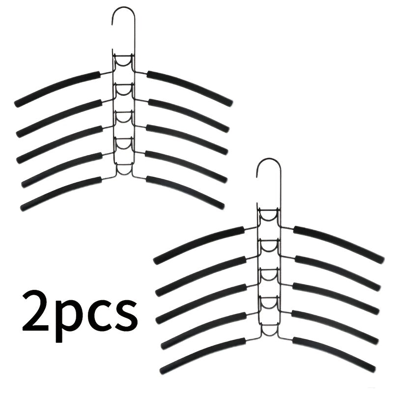 2 pezzi Grucce Multistrato in Metallo Resistente, Appendiabiti Salvaspazio 5-in-1 con Design Curvo e Ripiani Multilivello - Costruzione Robusta e Durevole per Armadio Ordinato, Dormitorio, Portaoggetti - Ideale per Camicie, Vestiti, Cappotti