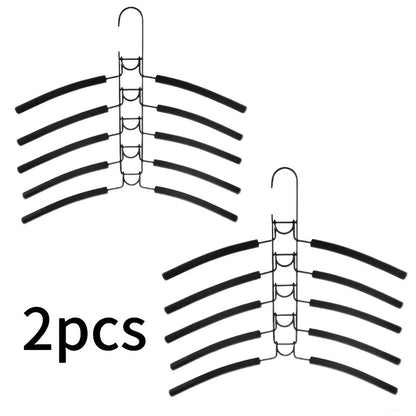 2 pezzi Grucce Multistrato in Metallo Resistente, Appendiabiti Salvaspazio 5-in-1 con Design Curvo e Ripiani Multilivello - Costruzione Robusta e Durevole per Armadio Ordinato, Dormitorio, Portaoggetti - Ideale per Camicie, Vestiti, Cappotti