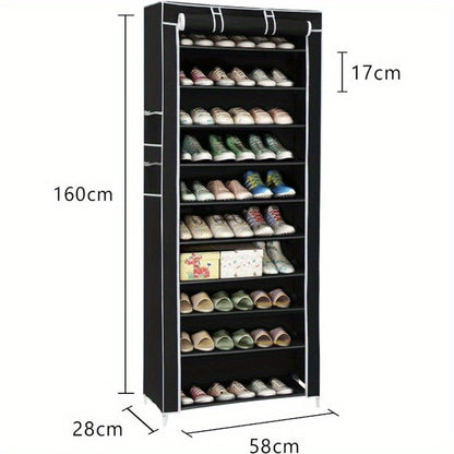 Scarpiera a 9 Ripiani, Armadietto per Scarpe, Contenitore per Scarpe, Capienza di Circa 27 Paia di Scarpe, Scaffale Semplice (58 x 28 x 160 cm)