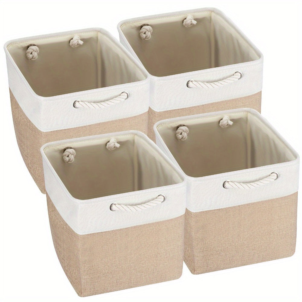 Contenitore Pieghevole con Manici, Cesto in Tessuto per Organizzare Mensole, Armadi e Guardaroba; Robusto e Leggero per l'Organizzazione Domestica, Cesti per Scaffali