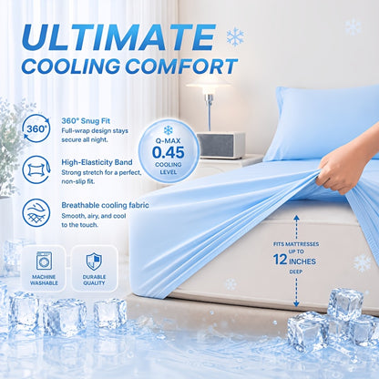 Lenzuolo con angoli estivo fresco - Ipoallergenico e traspirante, antiumidità, coprimaterasso trapuntato antiscivolo con elastico a 360°, antipiega, resistente allo sbiadimento, resistente al restringimento, lavabile in lavatrice (federa non inclusa).