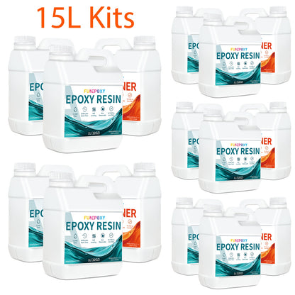 FUNEPOXY Kit Resina Epossidica 2:1 Alta Lucentezza Super Trasparente - A Scorrimento Rapido, Senza Bolle, Basso Odore, Facile da Usare, Alta Durata, Finitura Cristallina per Creazione di Gioielli, Piani di Tavoli a Fiume, Bicchieri, Stampi, Pittura su Leg
