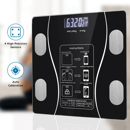 Bilancia pesapersone smart, Nero Batteria + Metro a nastro per Indice Corporale con Sincronizzazione APP – vista dettagliata