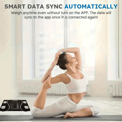 Bilancia pesapersone smart, Nero Batteria + Metro a nastro per Indice Corporale con Sincronizzazione APP – vista dettagliata