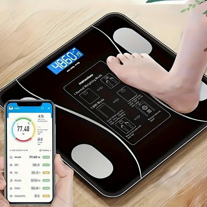 Bilancia pesapersone smart, Nero Batteria + Metro a nastro per Indice Corporale con Sincronizzazione APP – vista dettagliata