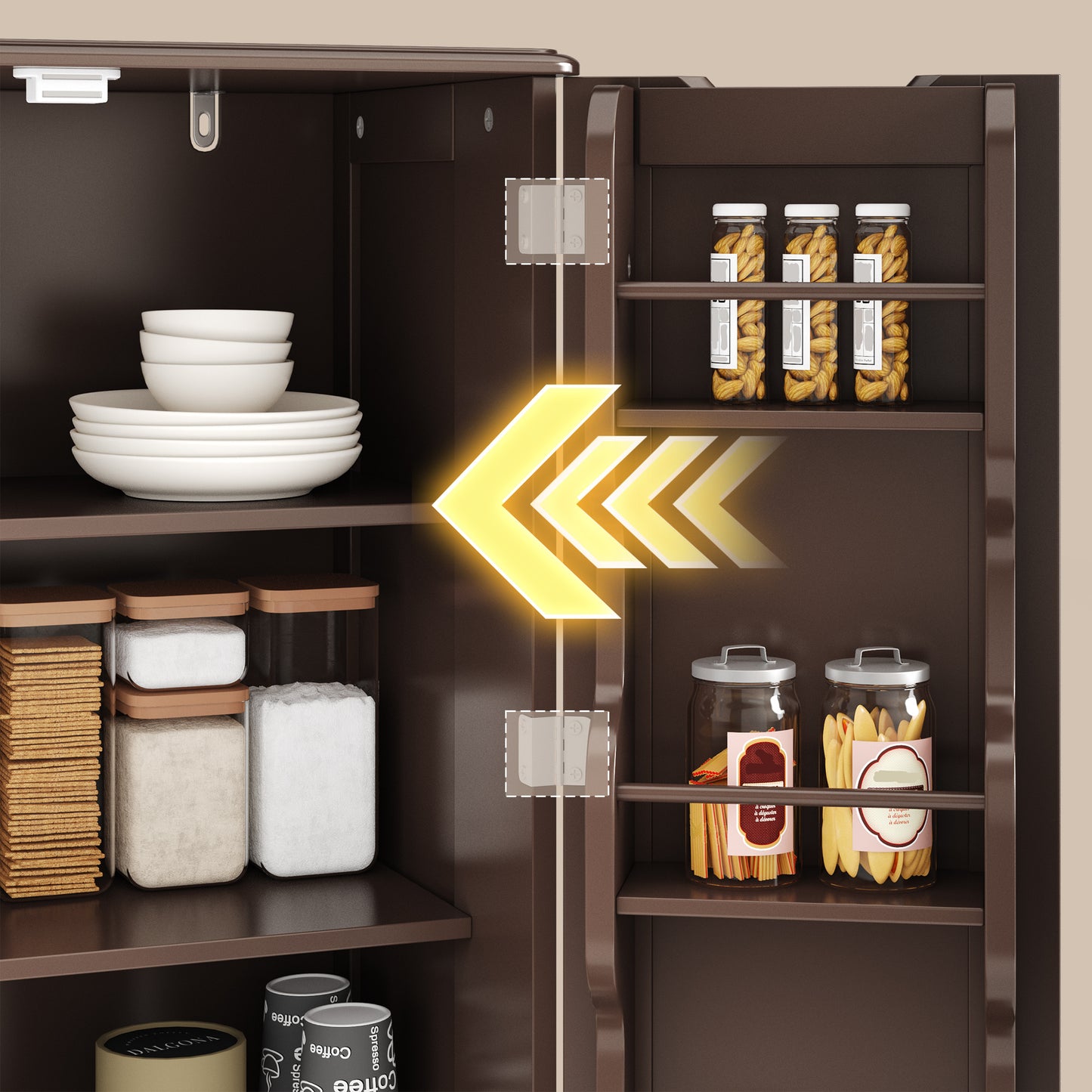 Credenza pensile per cucina - Mobiletto a pavimento con 2 cassetti e 2 ante - 60x40x120cm - Armadi da cucina bianchi