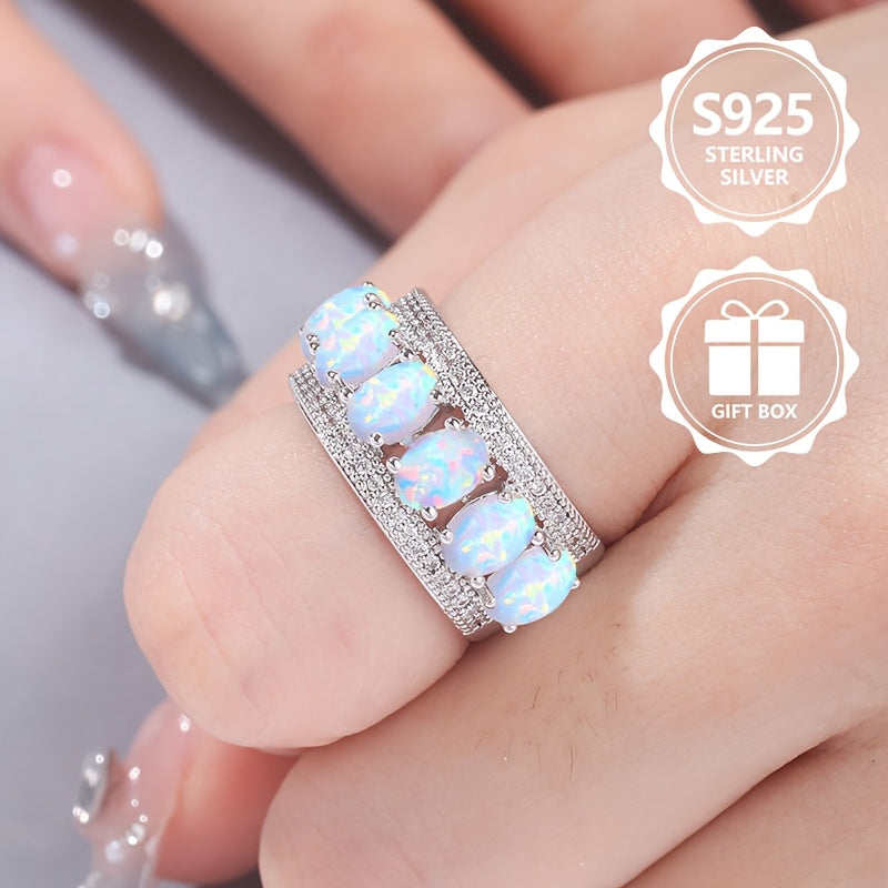 Un anello da donna spettacolare, realizzato in argento sterling 925, elegante e alla moda, abbellito da pietre naturali. Questo bellissimo gioiello è perfetto per le vacanze, l'uso quotidiano e rappresenta un regalo commemorativo ideale per gli amici.