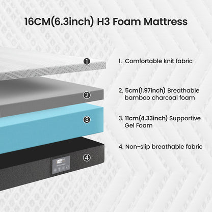 Il materasso ergonomico BedStory combina traspirabilità naturale e vestibilità anatomica per un sonno rinfrescante, con un generoso spessore di 16 cm.
