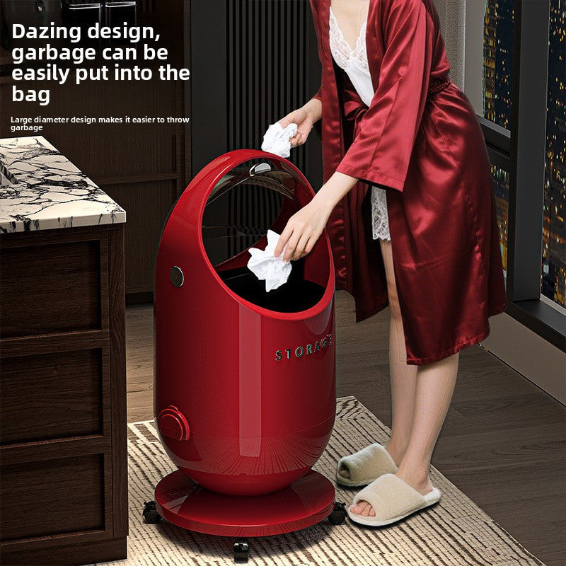 Cestino per rifiuti contemporaneo da 20L con coperchio sicuro e ruote, plastica robusta, impugnatura confortevole, design compatto, gestione degli odori, ideale per cucina, ufficio, soggiorno