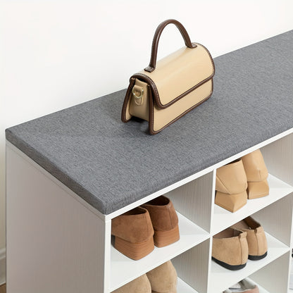 Unità porta scarpe con panca a 10 scomparti, divanetto imbottito, guardaroba a parete con 9 ganci e scarpiera adatta per corridoi, ingressi e camere da letto in bianco