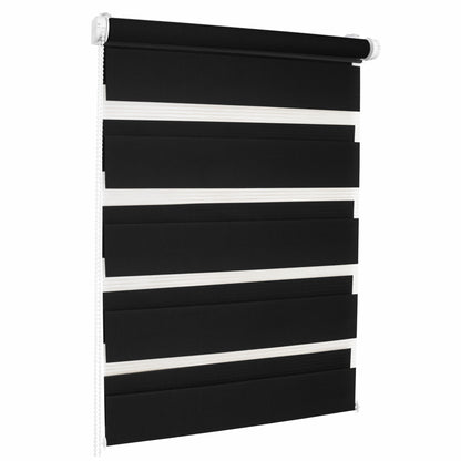 Rullo Giorno e Notte - NERO - 32 Misure - BOJANEK DAY & NIGHT - Non invasivo sulla finestra, installazione senza foratura, regolazione della catena, staffe regolabili per diverse spessori di finestre, design moderno, protezione da luce e privacy, ideale p