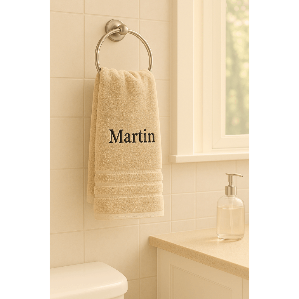Asciugamano da Bagno Personalizzato con Nome - Ricamo Elegante, Asciugamano in Cotone Su Misura