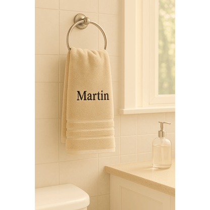 Asciugamano da Bagno Personalizzato con Nome - Ricamo Elegante, Asciugamano in Cotone Su Misura