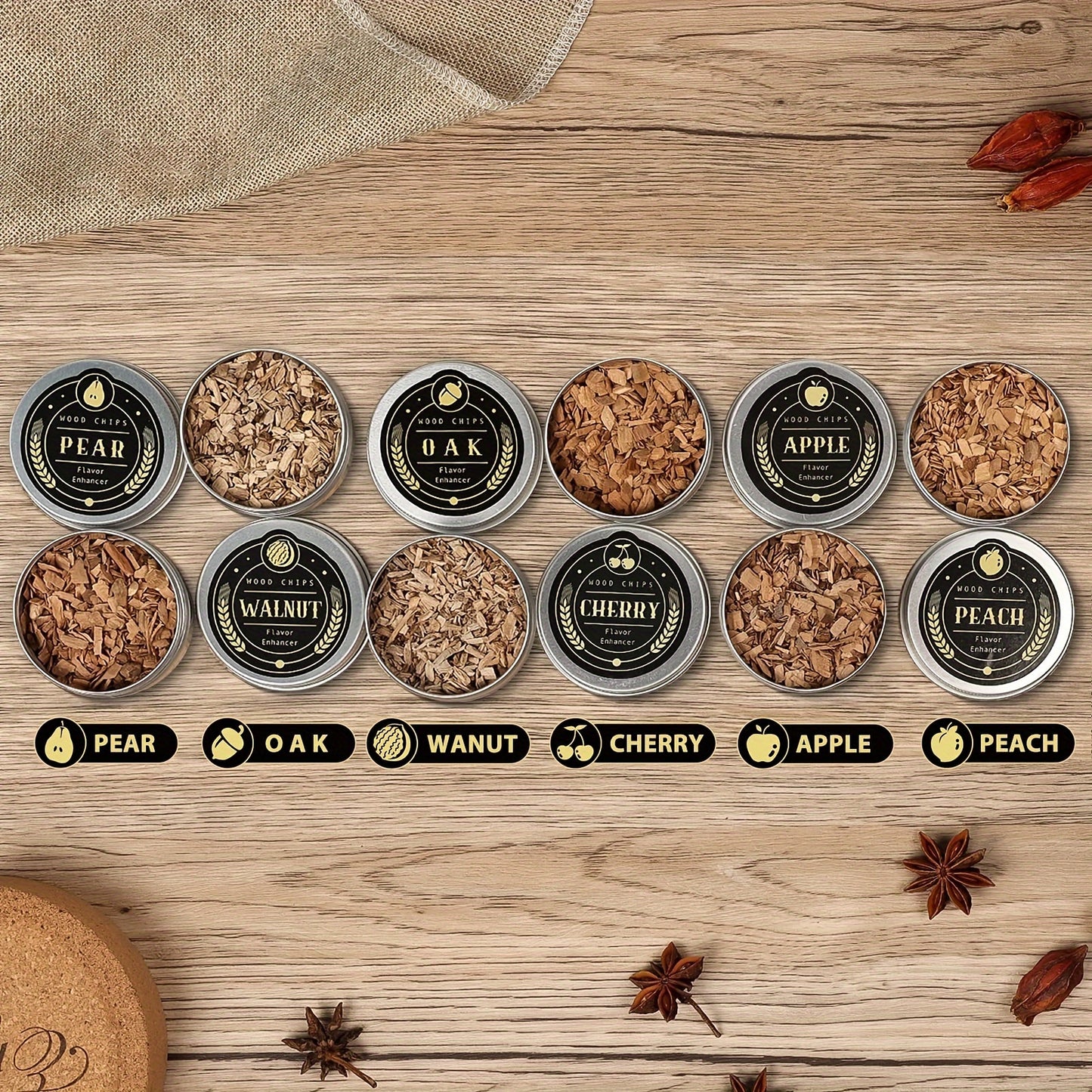 Kit per affumicare il whiskey con torcia - 6 pezzi di legno aromatizzati, 2 bicchieri, 2 stampi per il ghiaccio - Kit infusore per affumicare cocktail, kit per affumicare drink Old Fashioned, regali di compleanno per bourbon whiskey per uomini, papà (senz