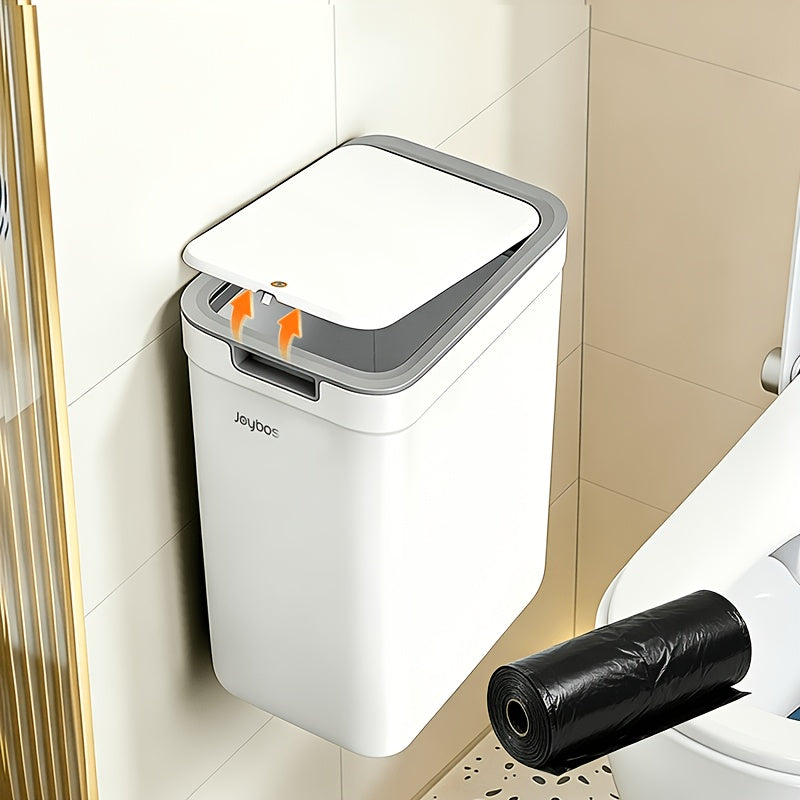 Joybos Cestino da Bagno a Parete 9L con Coperchio - Design Risparmio Spazio e Antiodore per Cucina & Bagno, Facile Installazione, Nessuna Elettricità Richiesta