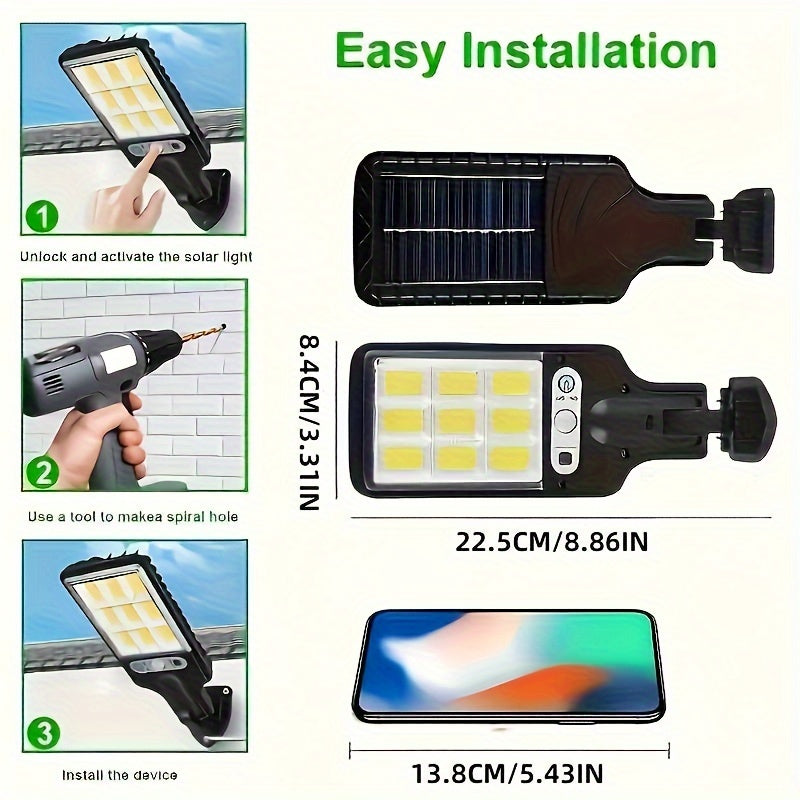 Lampioni Solari da 8/4/2 pz, Luce Solare da Esterno con Telecomando, 108 LED IP65, 3 Modalità di Illuminazione, Irradiatore Solare con Sensore di Movimento PIR, Lampada da Parete di Sicurezza per Esterno, Cortile, Stadio, Area Giochi, Giardino, Patio, Dec
