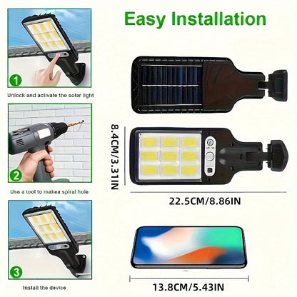 Lampioni Solari da 8/4/2 pz, Luce Solare da Esterno con Telecomando, 108 LED IP65, 3 Modalità di Illuminazione, Irradiatore Solare con Sensore di Movimento PIR, Lampada da Parete di Sicurezza per Esterno, Cortile, Stadio, Area Giochi, Giardino, Patio, Dec