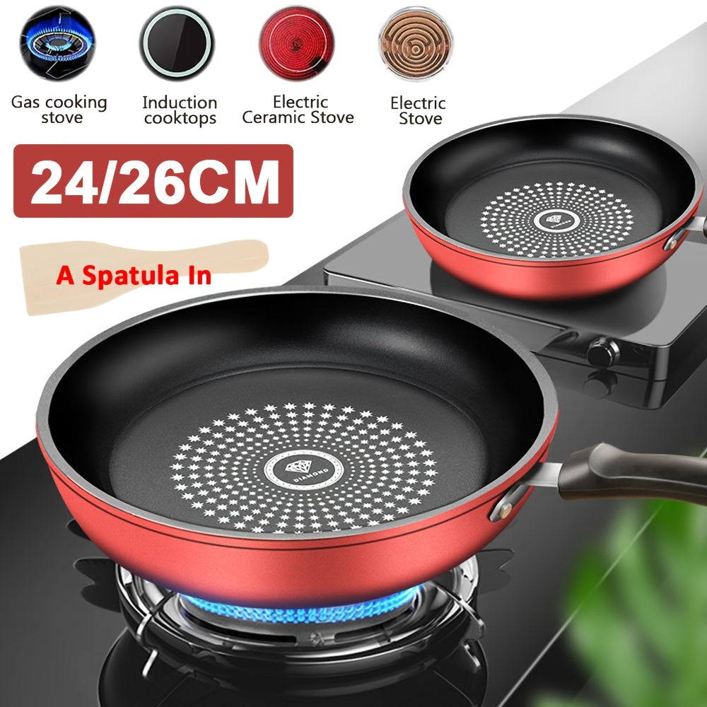Padella multifunzionale antiaderente in ghisa da 24/26 cm, lavabile in lavastoviglie, compatibile con piano cottura a induzione liscio, ideale per friggere uova, bistecche, pancake - Senza coperchio, perfetta per fornelli a gas e elettrici
