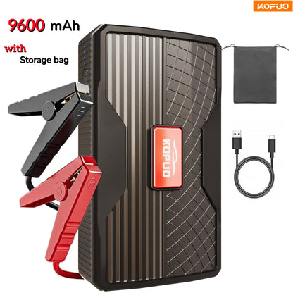 KOPUO Avviatore di Emergenza per Auto, Voiture Portatile: Batteria di Avviamento di Emergenza 9600/12800 Mah con Luce LED, Adatto per l'Avviamento di Auto a Benzina e Diesel a 12V - Accessori Auto, Ideale per Proprietari di Auto in Situazioni di Emergenza