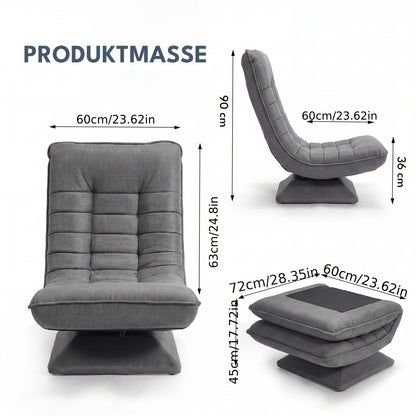 Poltrona Divano, Sedia da Terra, Schienale Regolabile Rotazione a 360° Pieghevole Portata 150Kg Design Elegante e Comfort Fanno di Essa l'Attenzione Principale della Tua Decorazione Domestica, Offrendoti un Luogo Comodo per Rilassarti. Nero, Grigio