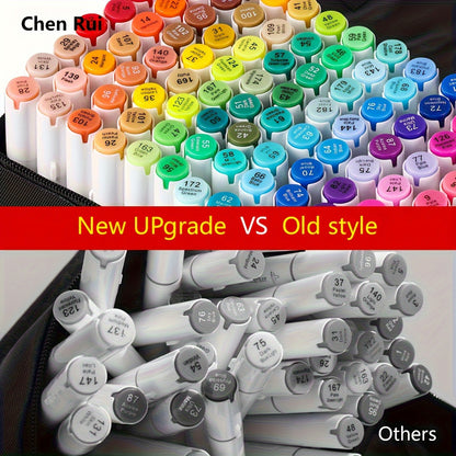 Set di pennarelli professionali per arte - Punta a scalpello e inchiostro a alcool, set di borsa portatile da 48/60/80/100/120 colori - Ideale per disegno, colorazione e grafica - Scelta perfetta per artisti, studenti e professionisti