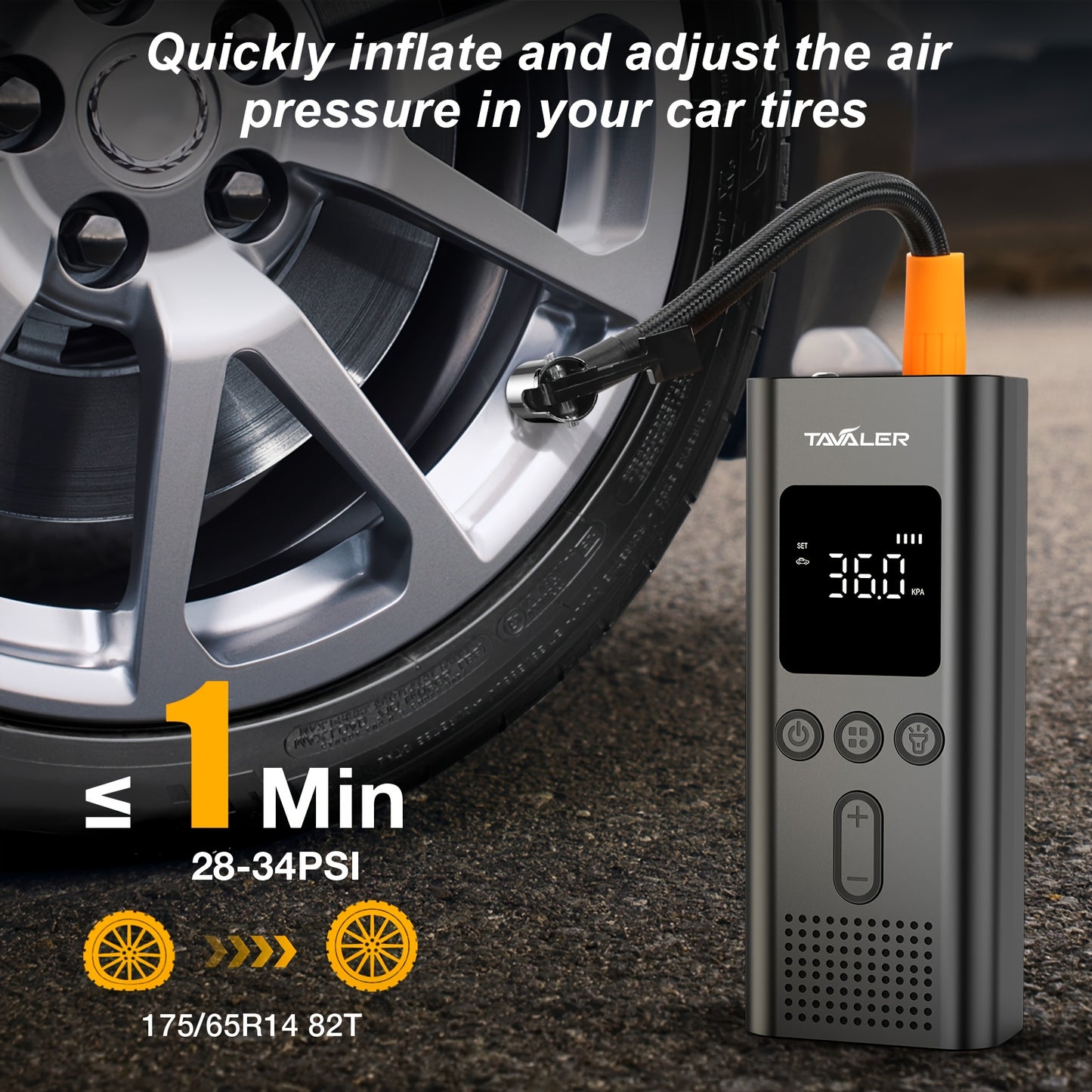 Tavaler Pompa Elettrica per Bicicletta, 150 PSI Pompa Portatile a Batteria per Bicicletta/Auto, Pompa Elettrica Ricaricabile per Biciclette, Compressore a Batteria per Biciclette, Motociclette e Auto, Accessorio Essenziale per Viaggi su Strada