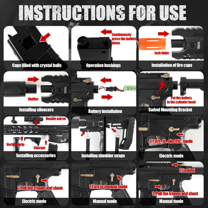 Lanciatore di Sfere di Gel, Blaster Automatico Giocattolo [Aggiornamento ad Alta Velocità 7.4V] con Clip per Proiettili, Tamburo, Mirino Olografico - Sfere di Gel Non Incluse. Regali Ideali per Natale e il Ringraziamento!