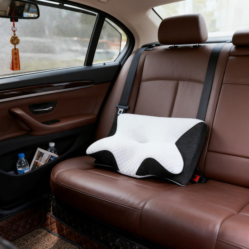 Cuscino Memory Foam Comfort per la Colonna Vertebrale, Ideale per Chi Dorme sul Fianco, sulla Schiena e a Pancia in Giù - Design Sagomato, Supporto Morbido e Robusto, Nero, Rilassamento Spalle, Solido, Regalo Perfetto per Natale e Capodanno