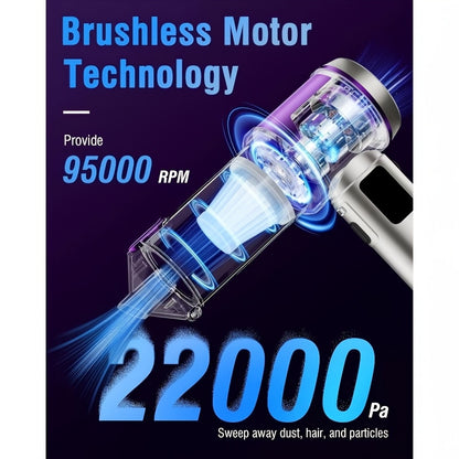 Aspirapolvere portatile senza fili per auto, 22000Pa ad alta potenza, aspirapolvere portatile e spolverino ad aria per la pulizia dell'auto, casa, ufficio, peli di animali domestici | Multigoccia, filtro lavabile, luce LED