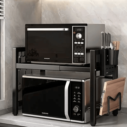 1pc Scaffale Di Stoccaggio Multifunzionale, Scaffale Di Cottura Di Riso Estensibile Per Cucina, Scaffale Per Forno A Microonde, Scaffale Di Stoccaggio Per Friggitrice Ad Aria, Scaffale Di Stoccaggio Per Utensili, Accessori Per Cucina, Bagno, Camera Da Let
