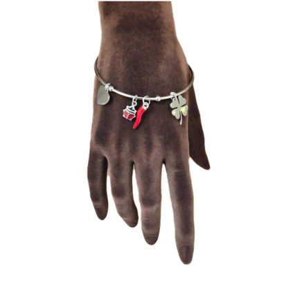 Bracciale donna rigido con corno Portafortuna
