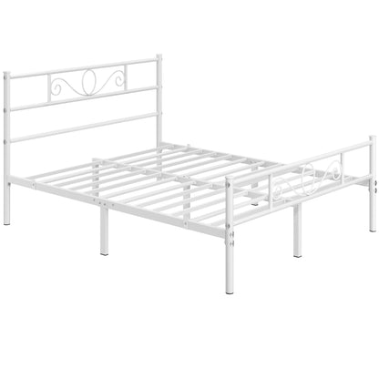 Costoffs Struttura Letto Stile Rustico Moderno in Metallo con Testiera Elegante e Pediera per Appartamento Camera da Letto Stanza degli Ospiti Studio