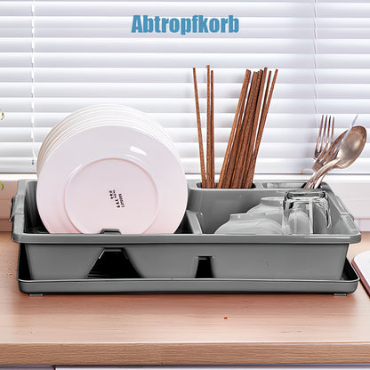 1 pz Cestello scolapiatti da cucina, scolapiatti, scolapiatti per lavello, grigio, con supporto inferiore per lavello, base vaschetta antigoccia, drenaggio rapido, robusto e durevole, adatto per scolare piatti, bacchette e cucchiai