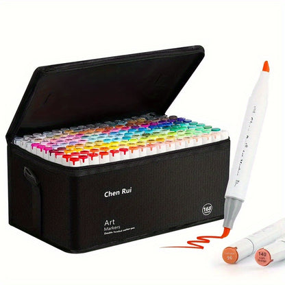 Set di pennarelli professionali per arte - Punta a scalpello e inchiostro a alcool, set di borsa portatile da 48/60/80/100/120 colori - Ideale per disegno, colorazione e grafica - Scelta perfetta per artisti, studenti e professionisti