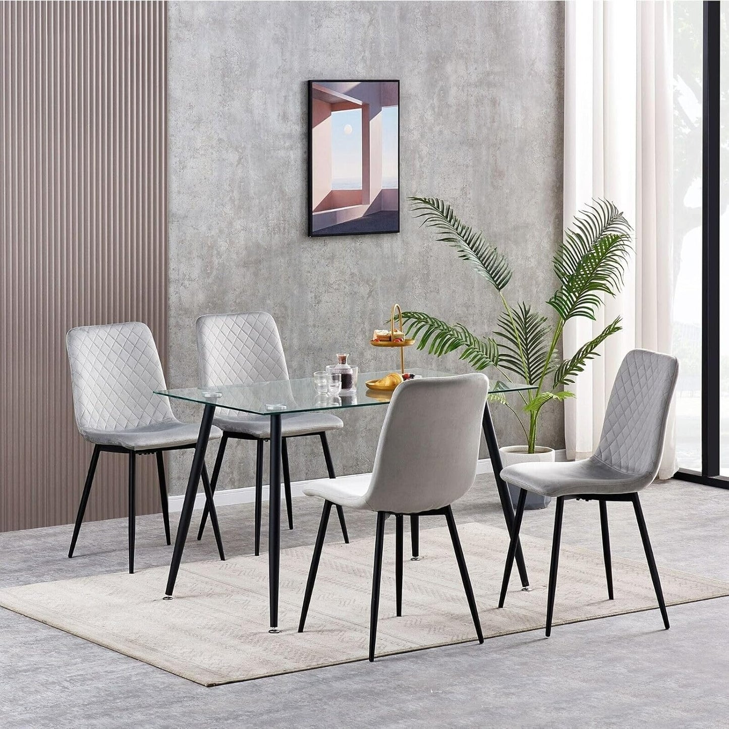 4 Pezzi di Sedie da Pranzo in Velluto con Gambe in Metallo, Sedie Lexi, Sedie Design