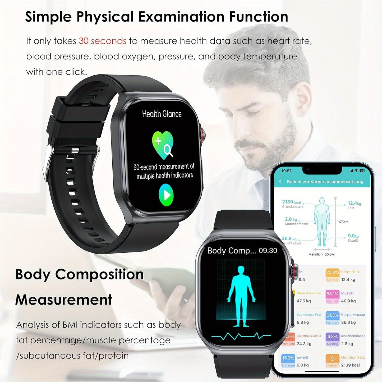 Smartwatch 2026 Nuovo: Display AMOLED Grande da 5,18 cm, Batteria a Lunga Durata da 530 mAh, Chiamata BT 5.3, Modalità Multi-Sport, Assistente Vocale, SOS, Monitoraggio Mestruale, Previsioni Meteo, Orologio Fitness per Android & IOS, Regalo Ideale per la