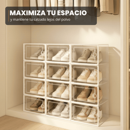 RELAXTY Organizzatore Scarpe – Scatole per Scarpe Impilabili Trasparenti con Apertura Frontale, Sistema Anti-Ribaltamento e Ventilazione