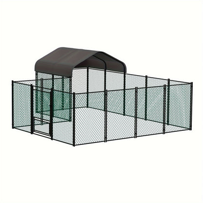 Gallinaccio da esterno in metallo: Gallinaccio in metallo zincato resistente, recinto per pollame, gabbia a visitatore, con copertura Oxford anti-ultravioletti e copertura resistente all'acqua, per galline, anatre, oche da esterno, per cortile, fattoria