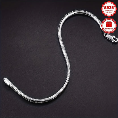 Bracciale in Catena Snake Bone in Argento Puro 925, Design Semplice ed Elegante con Stile Chic e Versatile, Perfetto per l'Uso Quotidiano, Regalo per San Valentino, Regalo per le Feste, Ideale per Compleanni e Vacanze al Mare