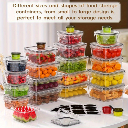 40/50 Contenitori Extra Large Riutilizzabili e Antigoccia per Alimenti con Coperchi, Contenitori per Preparazione Pasti in Plastica 100% Ermetici (20 Contenitori & 25 Coperchi), Adatti a Microonde e Lavastoviglie, Include Etichette e Penna, Contenitori pe