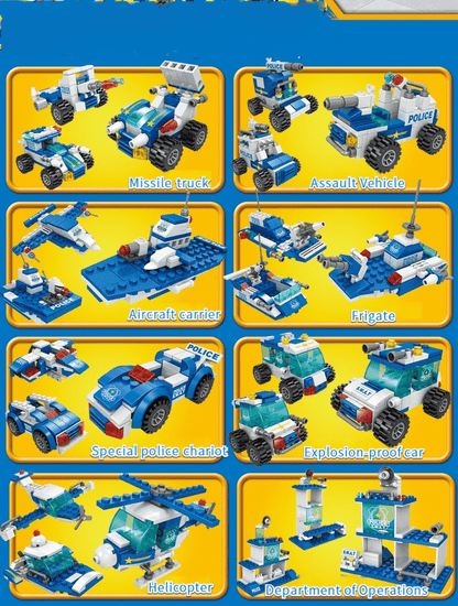 [Blue Patrol Polizia Blocchi da Costruzione Carpoy] Camion Blocchi da Costruzione Modello Auto | Kit di Costruzione | Auto della Polizia | Adatto per Regali di Festa/Ringraziamento/Halloween/Regali di Natale