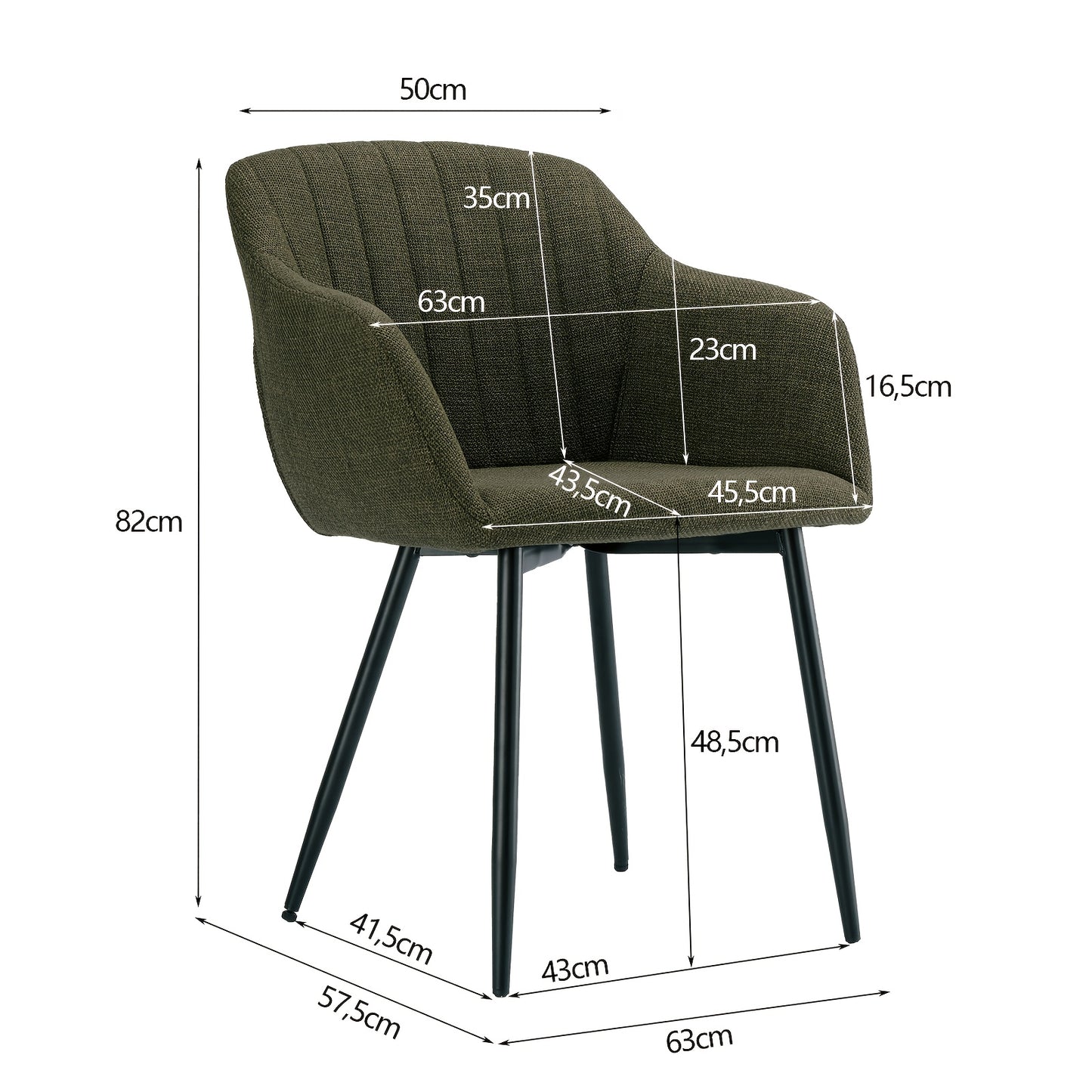 Sedie da pranzo eleganti con braccioli e supporto lombare per soggiorno, cucina e camera da letto, di grande comfort - Disponibili in set da 2, 4 o 6