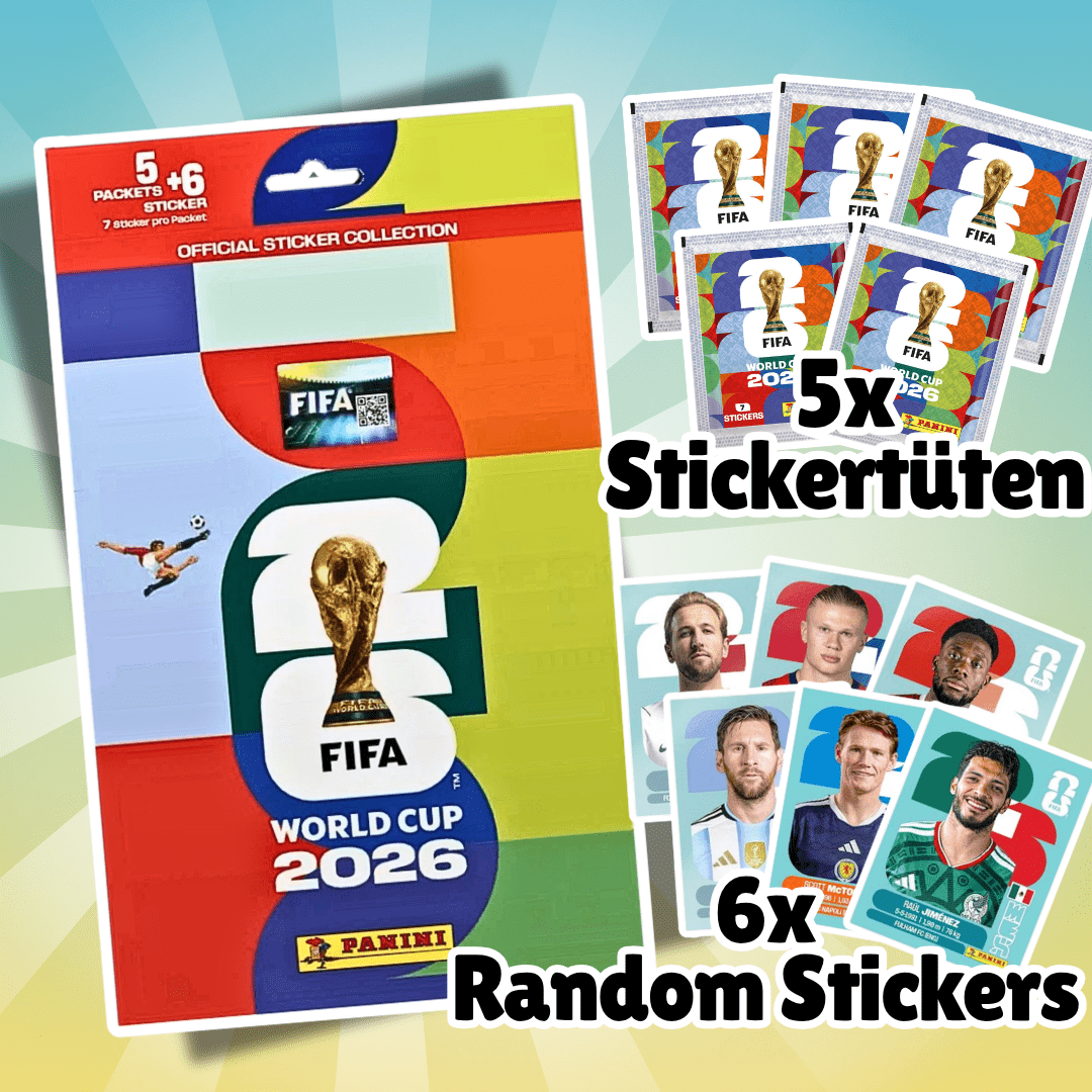 Panini FIFA World Cup 2026 Multipack di Adesivi - 5 Sacchetti + 6 Adesivi Gratuiti (41 Adesivi in Totale)