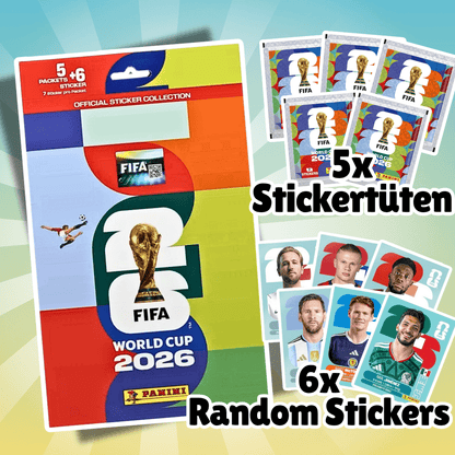 Panini FIFA World Cup 2026 Multipack di Adesivi - 5 Sacchetti + 6 Adesivi Gratuiti (41 Adesivi in Totale)