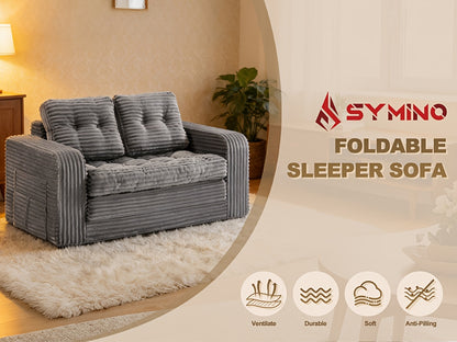 Divano Letto Pieghevole Pop Up, Disponibile in Configurazioni Singola o Doppia. Divano Letto Multifunzionale in Velluto a Coste, Ideale per Appartamenti Compatti, Balconi e Dormitori Studenteschi. Non Richiede Montaggio