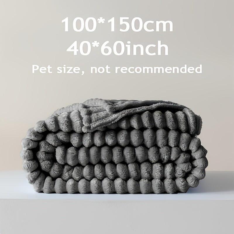 Coperta Morbida in Finta Pelliccia di Coniglio, Delicata sulla Pelle, Comfort Tutto l'Anno. Elegante Design a Strisce Adatta per Divani, Viaggi, Campeggio o Uso in Ufficio. Lavabile in Lavatrice per una Facile Cura, Ideale per Uso Interno ed Esterno. Un R
