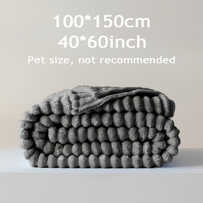 Coperta Morbida in Finta Pelliccia di Coniglio, Delicata sulla Pelle, Comfort Tutto l'Anno. Elegante Design a Strisce Adatta per Divani, Viaggi, Campeggio o Uso in Ufficio. Lavabile in Lavatrice per una Facile Cura, Ideale per Uso Interno ed Esterno. Un R
