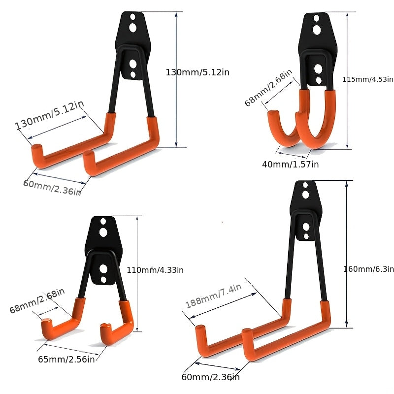 Set da 13 ganci per garage per carichi pesanti, scaffale da parete per garage di livello industriale, soluzione di stoccaggio salvaspazio per scale, biciclette, attrezzi, appendiabiti multiuso per attrezzi da giardino, scale, bicicletta