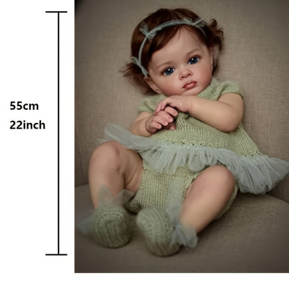 Bambola Reborn 55cm/22 Pollici, Bambola Neonato in Vinile Morbido, Giocattolo per Bambini, Regalo di Compleanno o Natale (Modello Bottiglia Regalo Casuale)